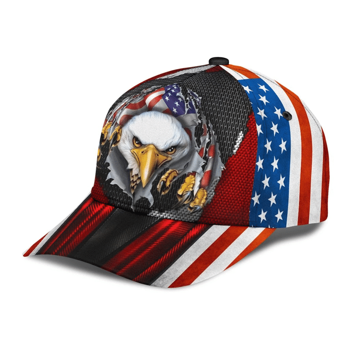 Magical Eagle American Flag Rip Design Printing Baseball Cap Hat