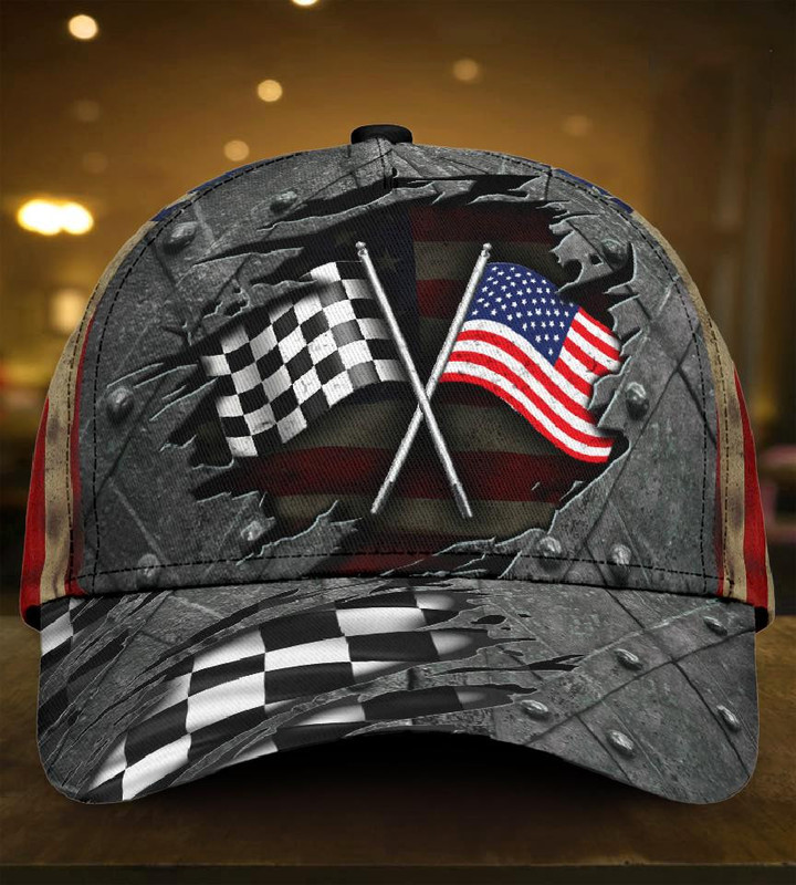 Love American Racing Crack Pattern Printing Baseball Cap Hat