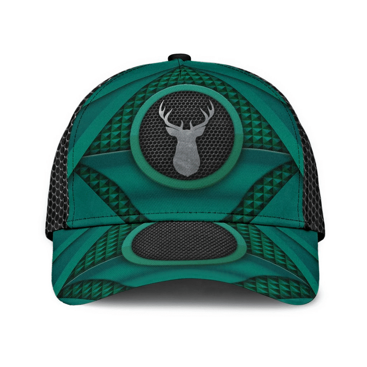 Green Background Hunting Deer Head Design Printing Baseball Cap Hat