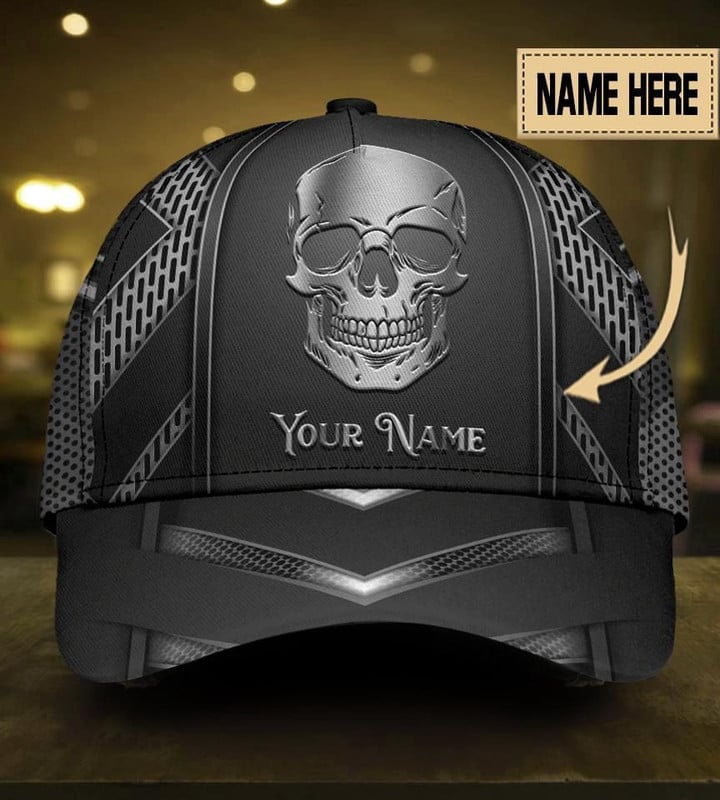 Pretty Skull Sliver Printing Baseball Cap Hat Custom Name