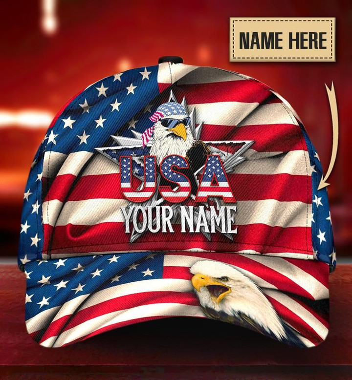 Bright Proud American Eagle Independence Day Printing Baseball Cap Hat Custom Name