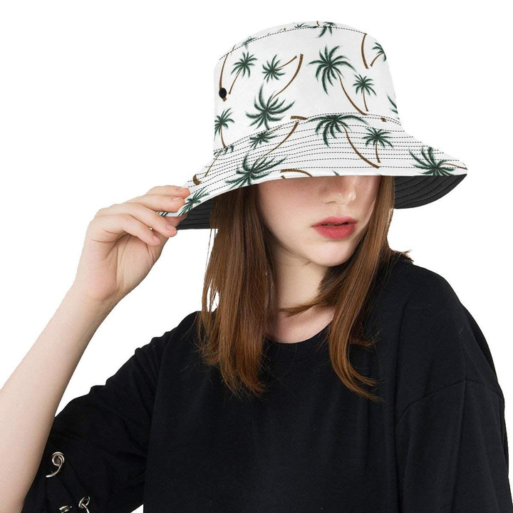 Palm Tree Design Pattern White Skin Unisex Bucket Hat
