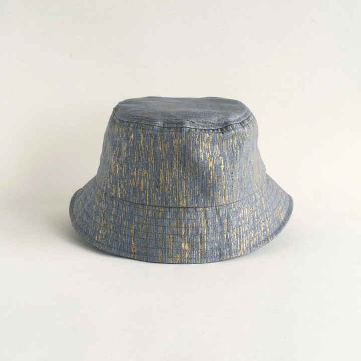 Grey Mix Gold Printed Simple Style Bucket Hat