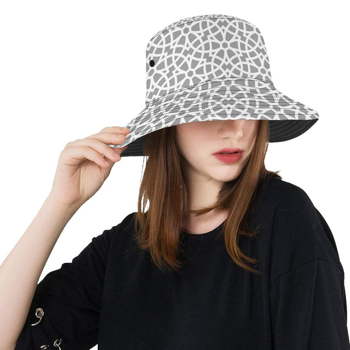 Arabic Style Gray Pattern Unisex Bucket Hat