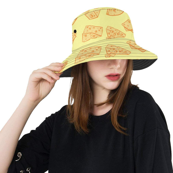 Cheese Design Yellow Theme Unisex Bucket Hat