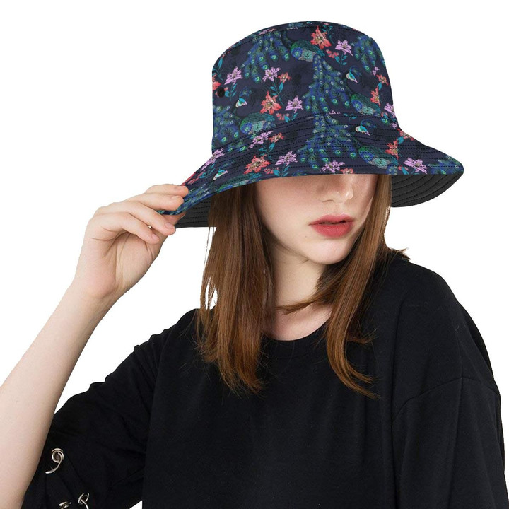 Peacock Feather Pattern Cool Unisex Bucket Hat