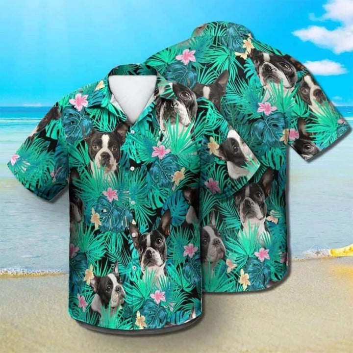 Boston Terrier Beach Summer 3D Hawaiian Shirt