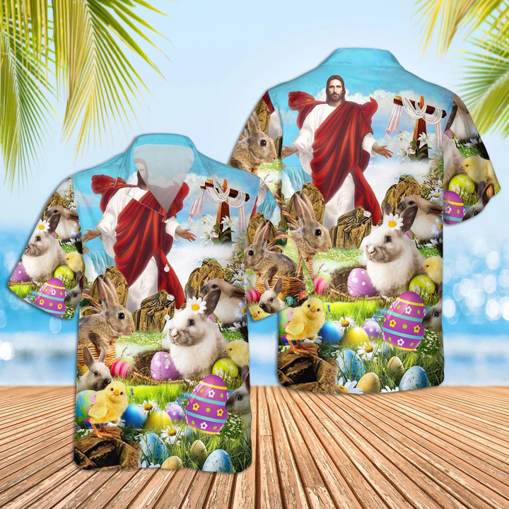 Happy Easter Jesus Is Risen Beach Summer 3D Hawaiian Shirt