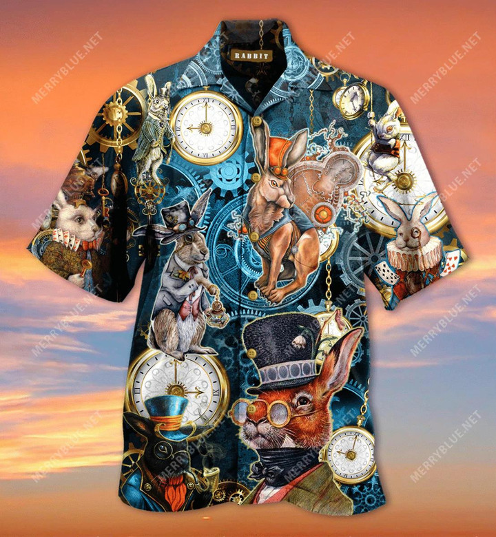 Beach Shirt Order Steampunk Bunny Beach Summer 3D Hawaiian Shirt