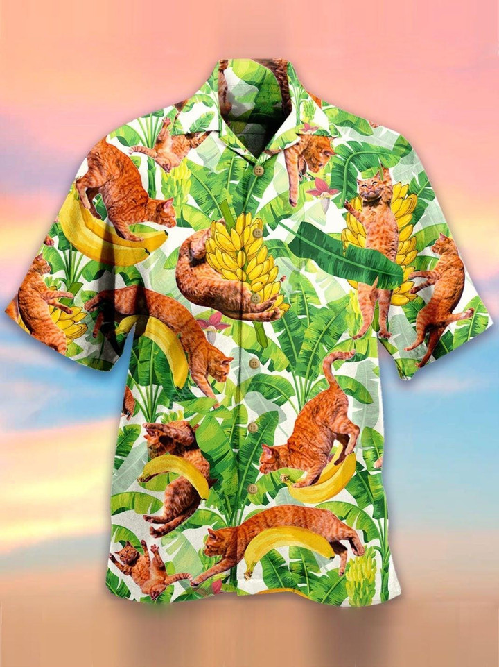 Cats With Banana Beach Summer 3D Hawaiian Shirt