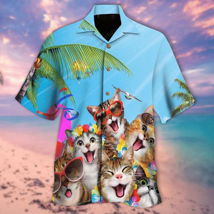 Cats Summer Beach Beach Summer 3D Hawaiian Shirt