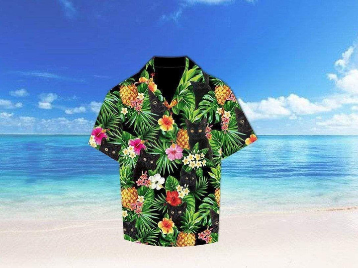 Beach Shirt Hawaiian Aloha Shirts Cat Pineapple 3D 3D Hawaiian Shirt