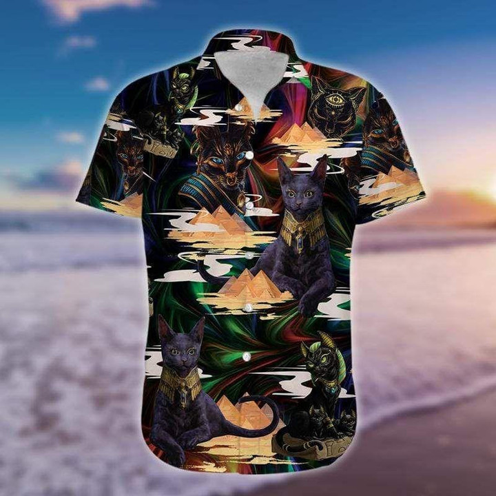 Beach Shirt Hawaiian Aloha Shirts Awesome Egyptian Cat 3D Hawaiian Shirt