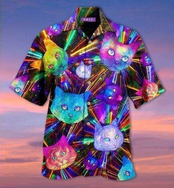 Beach Shirt Shop Hawaiian Aloha Shirts Space Cat Evolution 3D Hawaiian Shirt