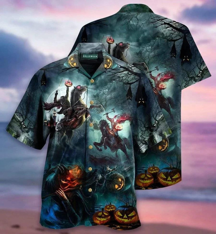 Dark Horse Where Is My Head Halloween 3D Print Hawaiian Aloha Shirts 3D Hawaiian Shirt