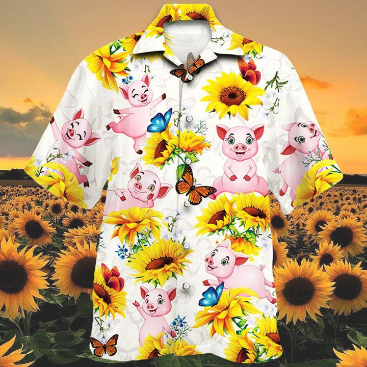 Pig Lovers Sun Flower Beach Summer 3D Hawaiian Shirt