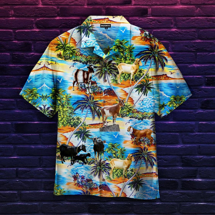Goat On Beach Beach Summer 3D Hawaiian Shirt