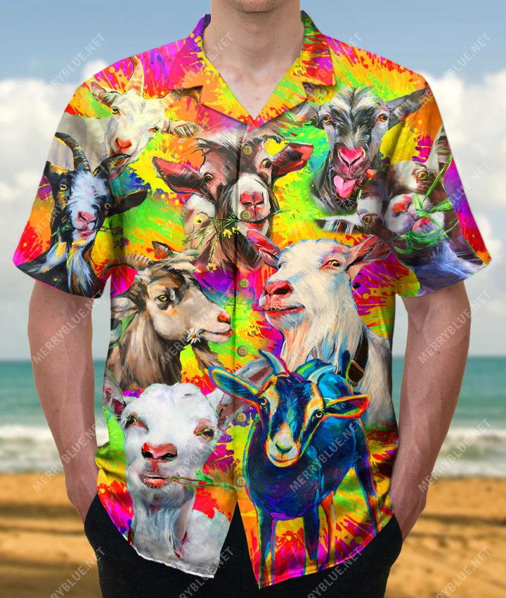 Be A Goat Be Happy Unisex Beach Summer 3D Hawaiian Shirt