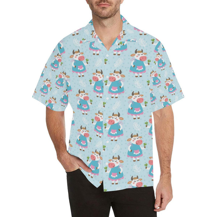 Cattle Happy Pattern Print Design Beach Summer 3D Hawaiian Shirt
