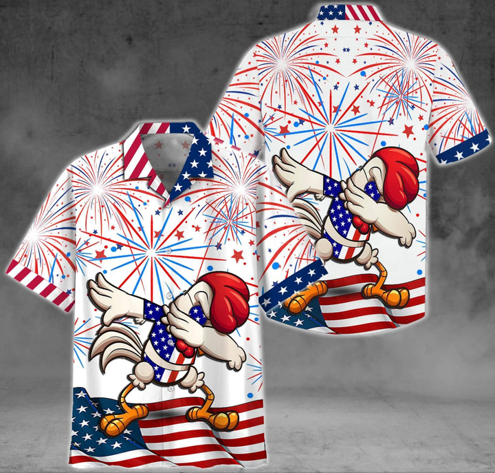 American Cartoon Chicken Beach Summer 3D Hawaiian Shirt