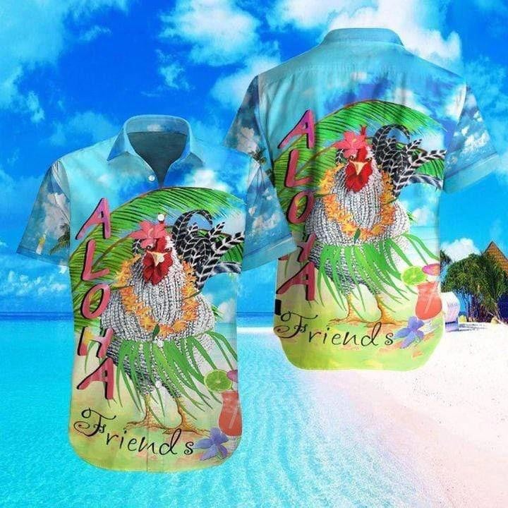 Aloha Rooster Friends Summer Vibes 3D Hawaiian Shirt