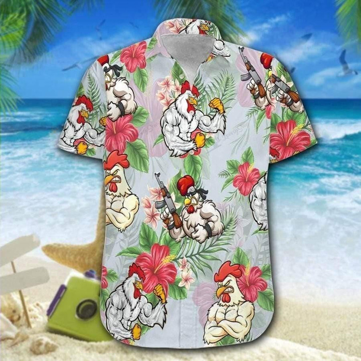 Hawaiian Aloha Shirts Rooster Fighter 3D Hawaiian Shirt