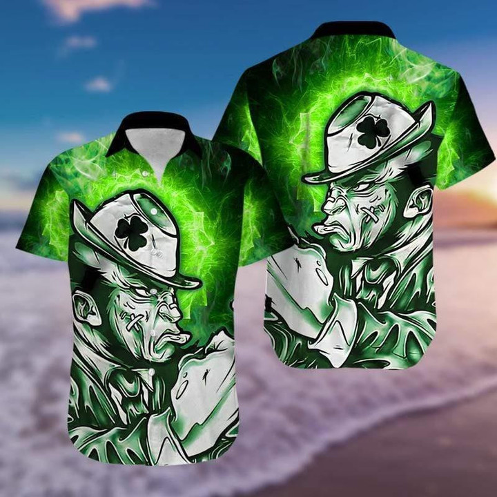 Irish Man Happy Patrick's Day Beach Summer 3D Hawaiian Shirt