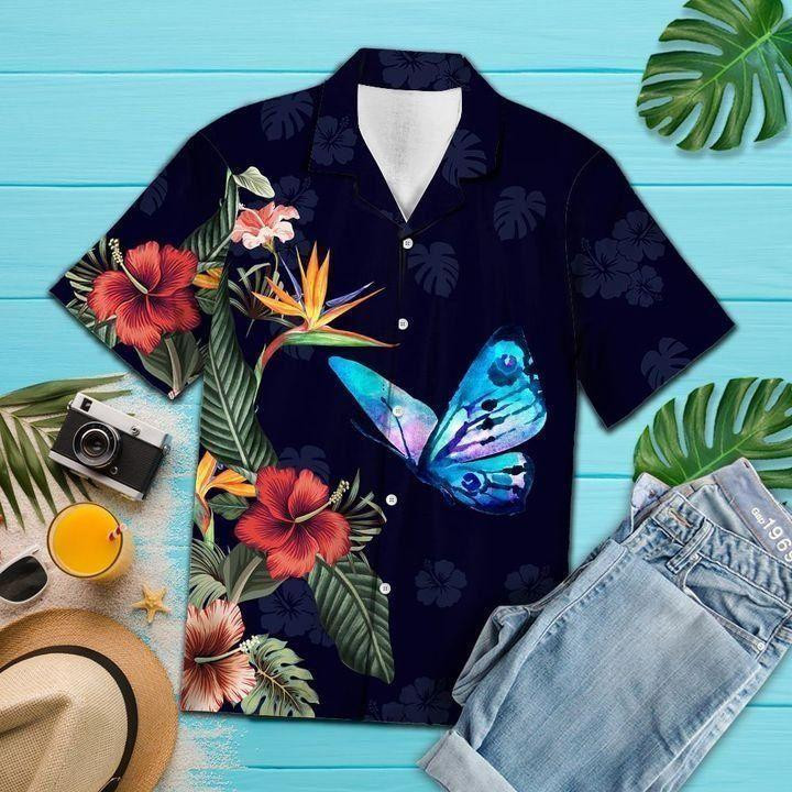Beach Shirt High quality Flower Butterfly Beach Summer 3D Hawaiian Shirt