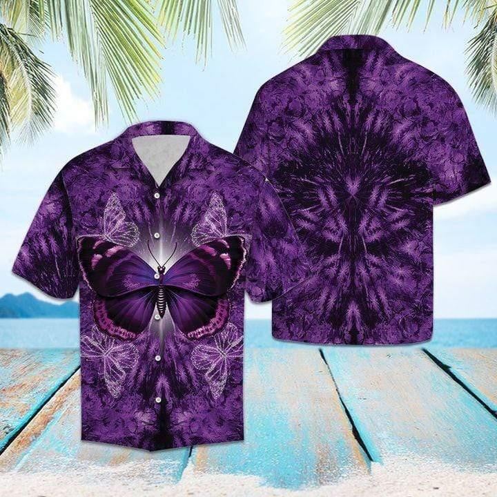 3D Hawaiian Shirt Purple Butterfly