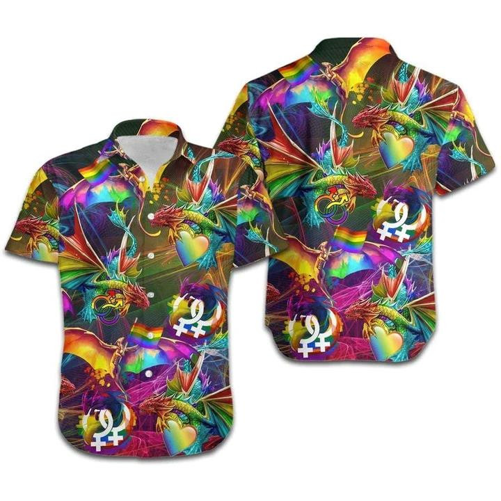 LGBT Dragon Rainbow Beach Summer 3D Hawaiian Shirt