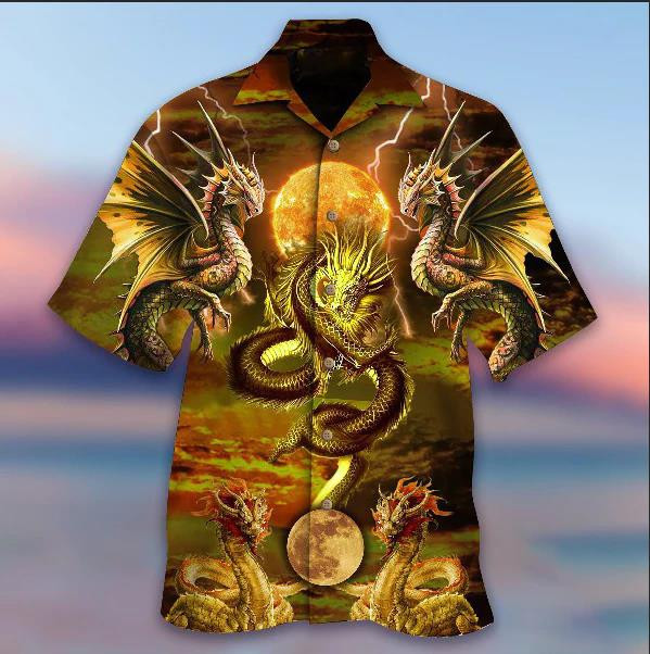Golden Dragon Beach Summer 3D Hawaiian Shirt