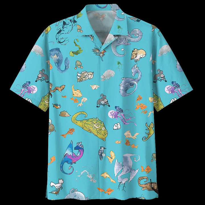 Dragon Blue Unique Design Unisex Beach Summer 3D Hawaiian Shirt