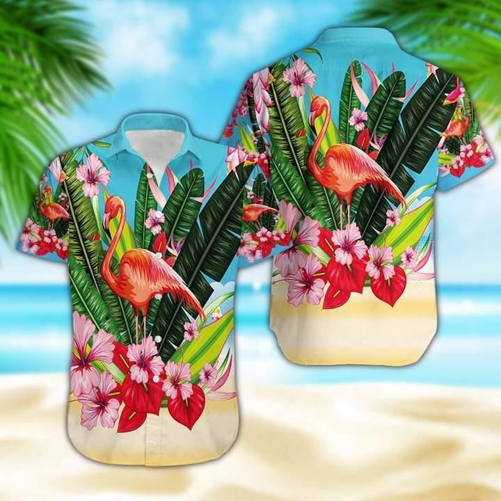 Shirts Flamingo Flowers Beach Summer 3D Hawaiian Shirt