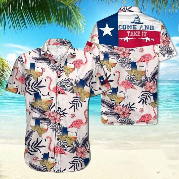 Texas Flamingo Come And Take It Beach Summer 3D Hawaiian Shirt