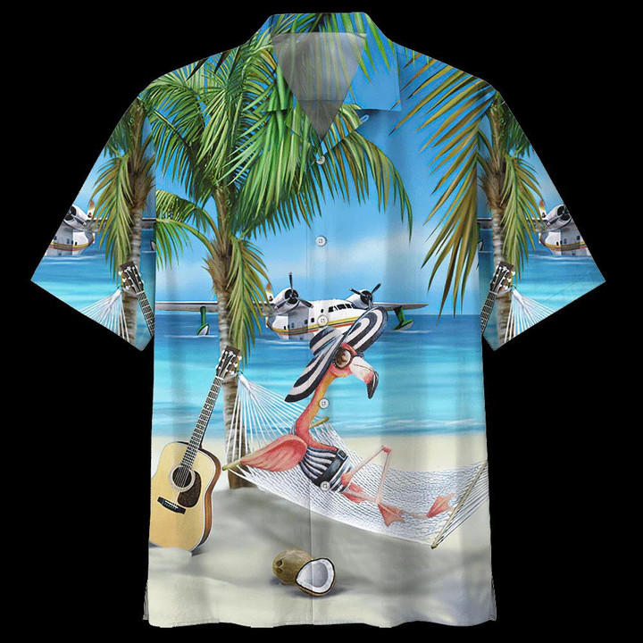 Flamingo Blue Amazing Design Unisex Beach Summer 3D Hawaiian Shirt