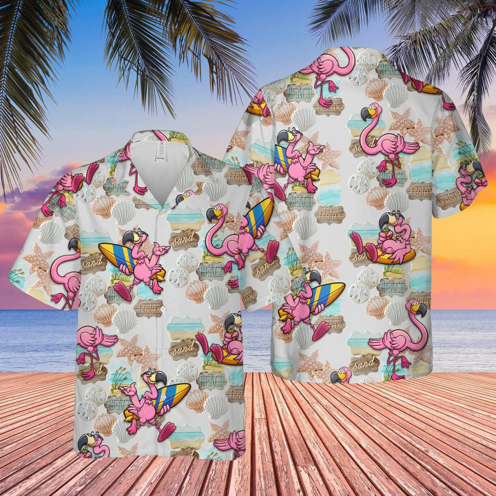 Flamingo Sand Beach Relax Beach Summer 3D Hawaiian Shirt