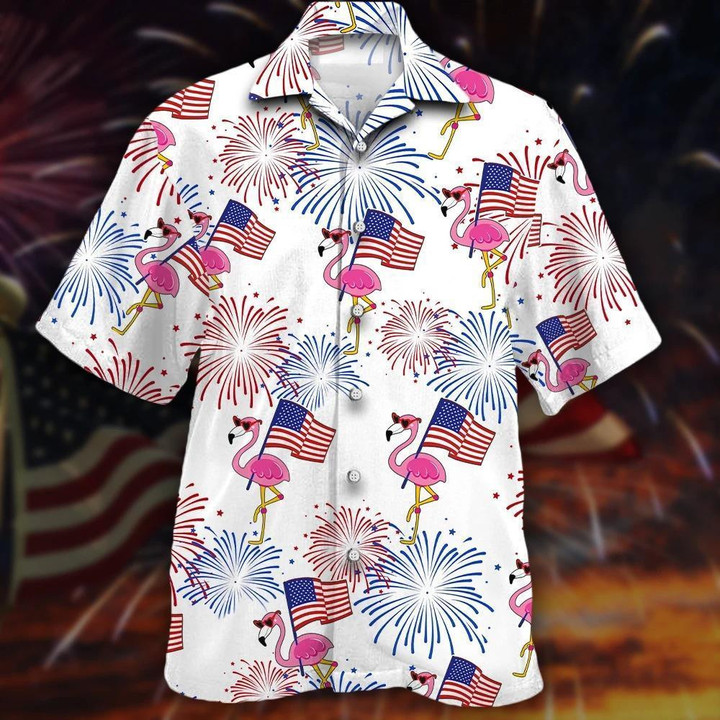 Flamingo And Flag Beach Summer 3D Hawaiian Shirt