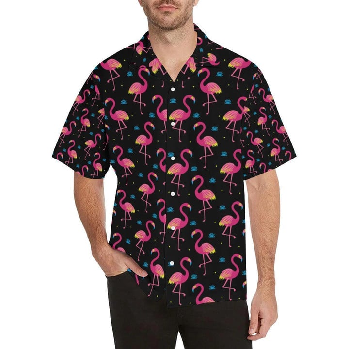 Flamingo Pink Neon Print Pattern Beach Summer 3D Hawaiian Shirt