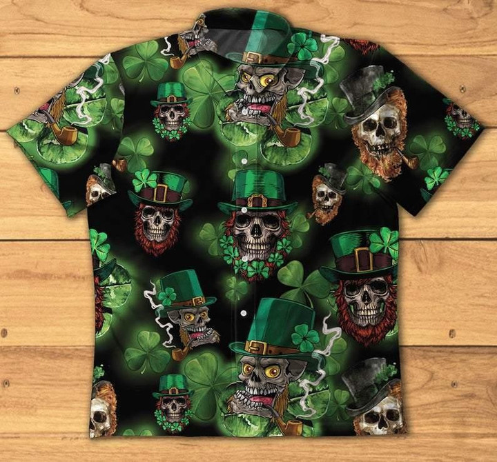 Skull Leprechaun Irish Happy St. Patrick's Day Beach Summer 3D Hawaiian Shirt