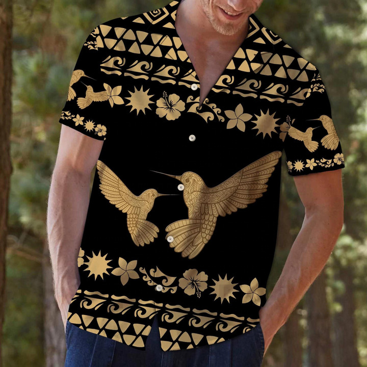 Hummingbird Tribal Pattern T1007 3D Hawaiian Shirt
