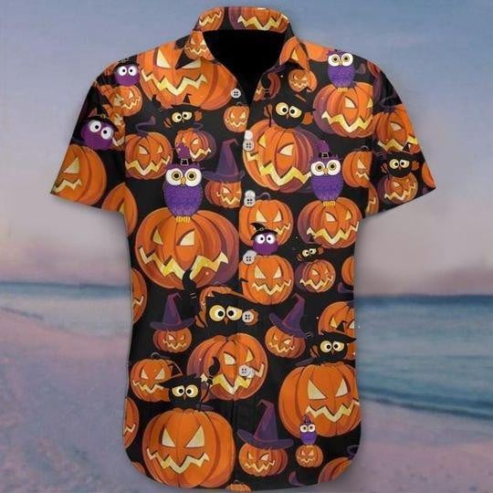 Owl Halloween Beach Summer 3D Hawaiian Shirt