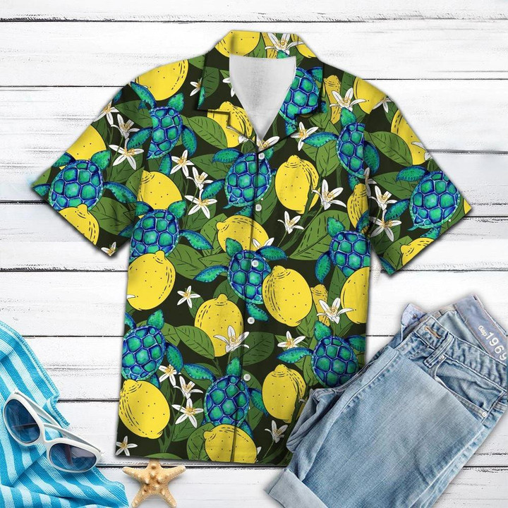 Turtle Lemons Tropical T1007 3D Hawaiian Shirt