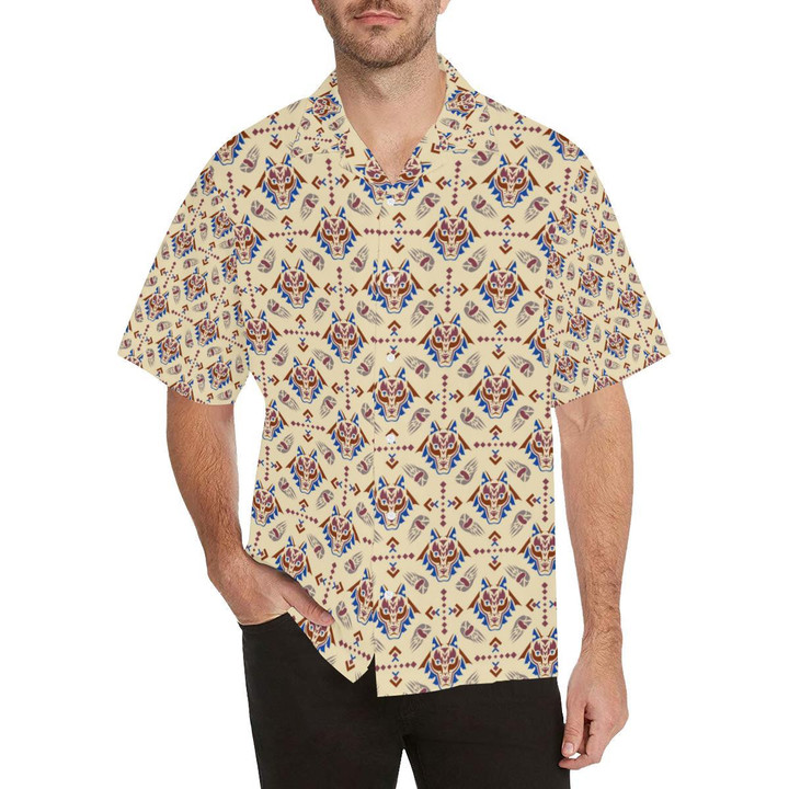 Aztec Wolf Pattern Print Design 03 Beach Summer 3D Hawaiian Shirt