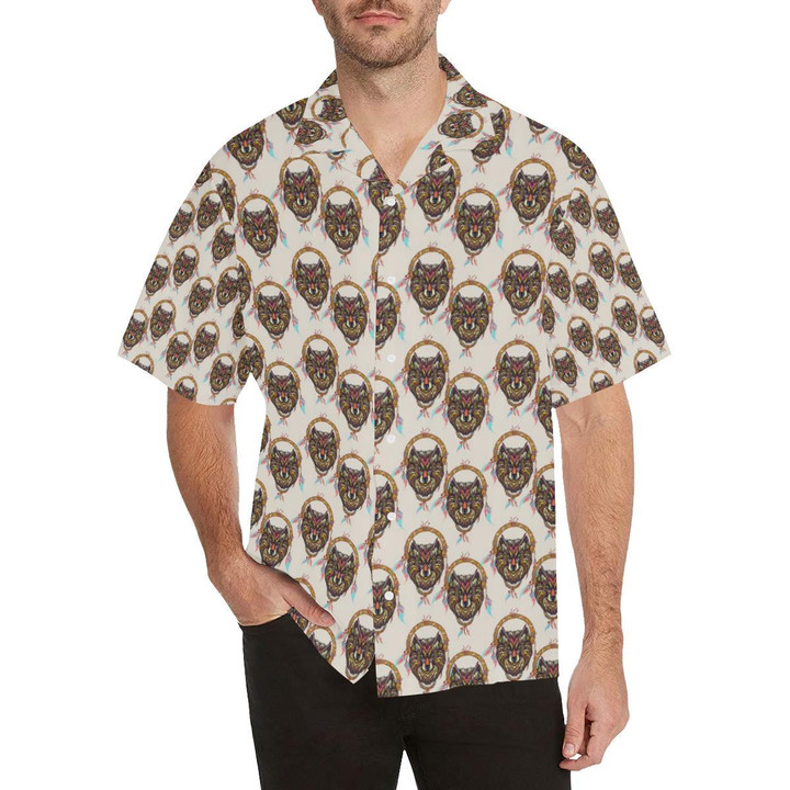 Wolf Tribal Dream Catcher Design Print Beach Summer 3D Hawaiian Shirt