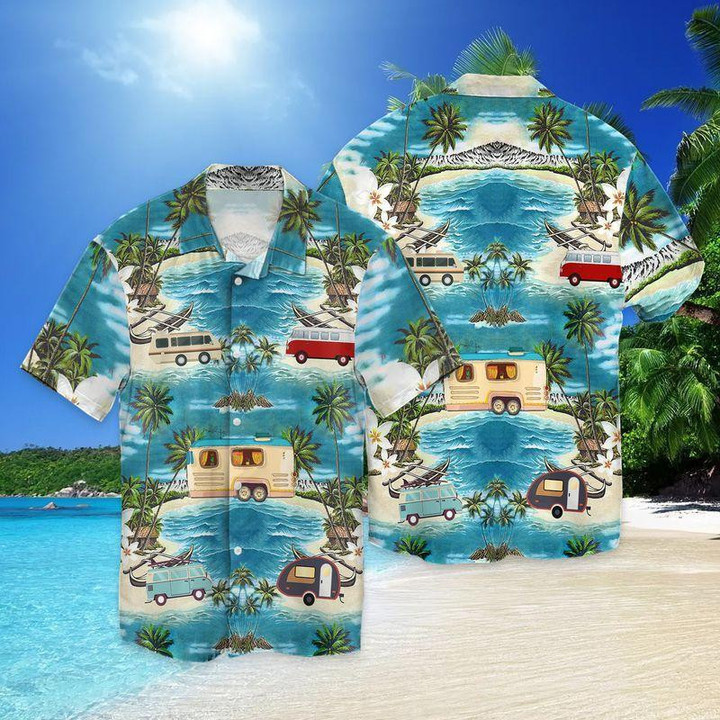 Camping Beach Summer 3D Hawaiian Shirt
