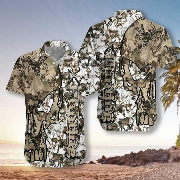 Hunting Skull Camo Unisex Beach Summer 3D Hawaiian Shirt
