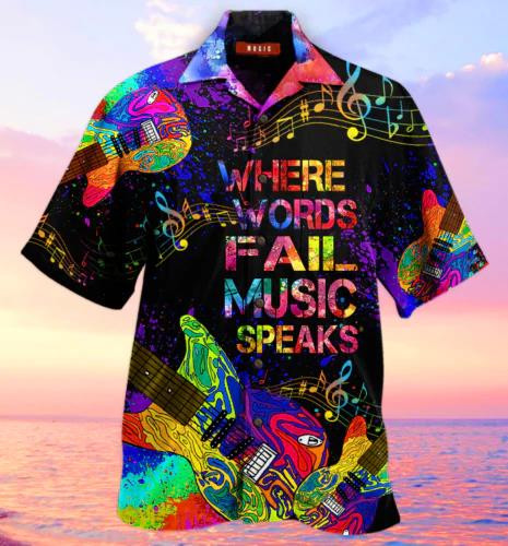 Guitar Where Music Speaks Beach Summer 3D Hawaiian Shirt