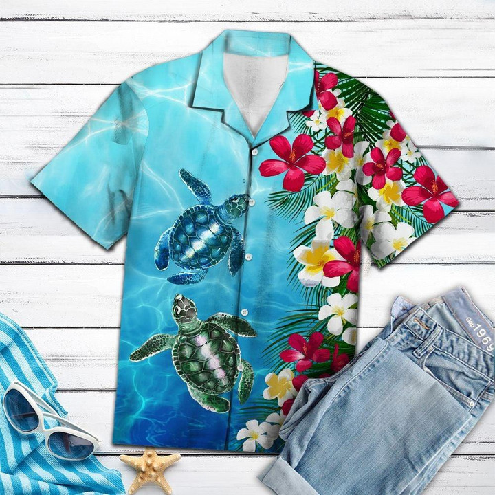 Turtle Floral T1007 3D Hawaiian Shirt