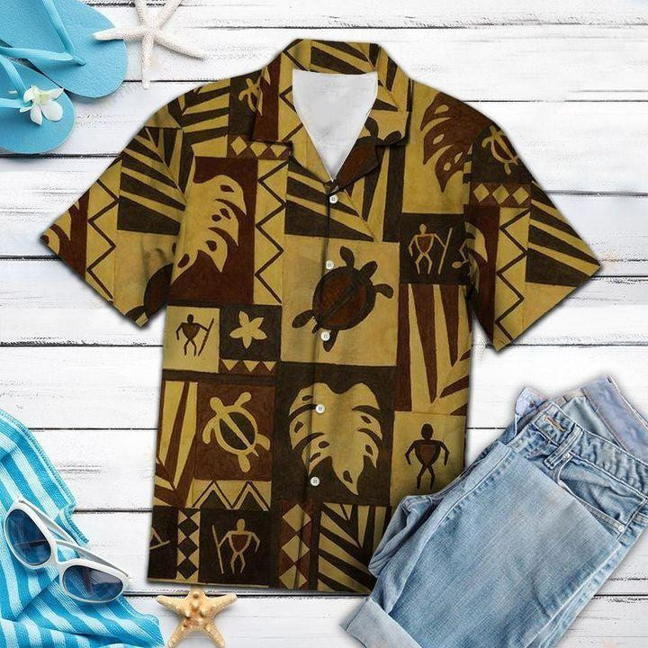 Famille Native American Turtle Brown Beach Summer 3D Hawaiian Shirt