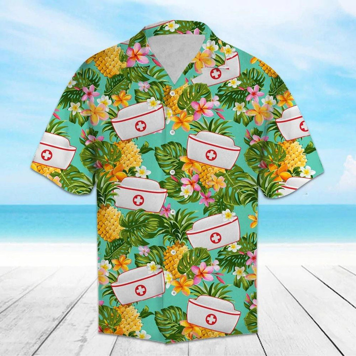 Tropical Pineapple Nurse 3D Hawaiian Shirt